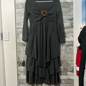 Grey long sleeve pocket dress